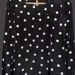Women’s J crew top Black and White Polka Dot Blouse